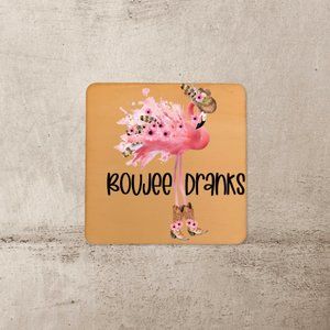 Flamingo Fancy "Boujee Dranks" Coasters or Wall Tiles Set of 4